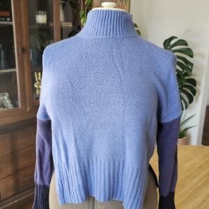 Time and Tru Blue and Purple Turtleneck Sweater